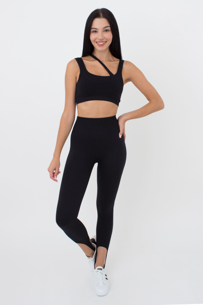 Nahtloses Top mit asymmetrischen Trägern TOP RIB CO (black)