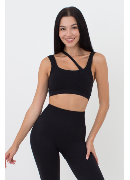 Seamless Top With Asymmetric Straps TOP RIB CO (black)