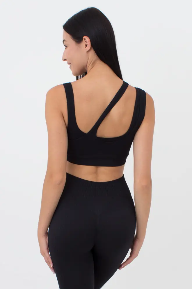 Nahtloses Top mit asymmetrischen Trägern TOP RIB CO (black)