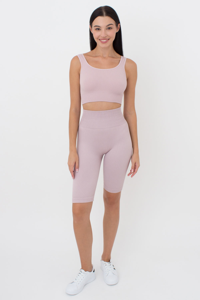 Seamless Ribbed Top with Wide Straps TOP RIB (burnished lilac)