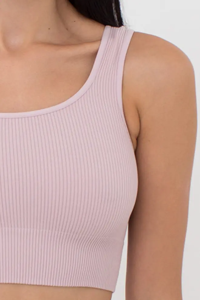 Seamless Ribbed Top with Wide Straps TOP RIB (burnished lilac)