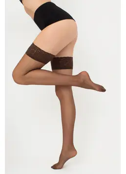 Stockings with lace on silicone base EMOTION 20 den (cappuccino) Stockings with lace on silicone base EMOTION 20 den (cappuccino)
