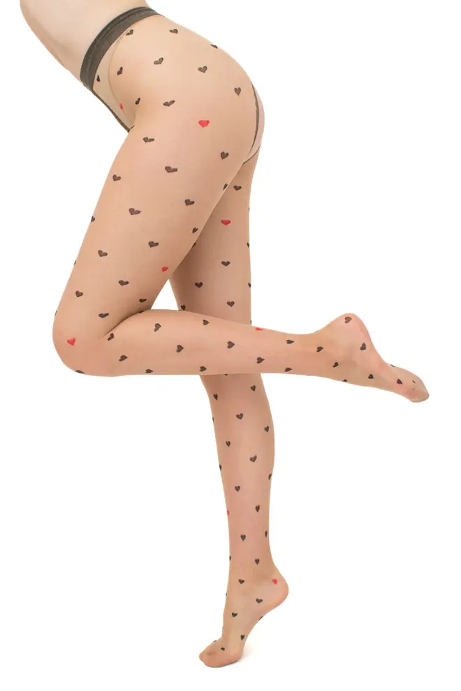 Erotic tights with hearts INTIMO FASHION 20 (1) (daino/nero)
