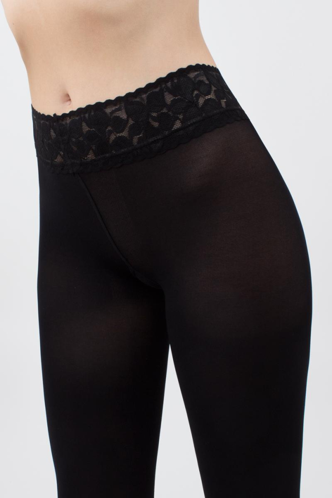 Warm tights with silicone waistband Impresso 100 den (nero)