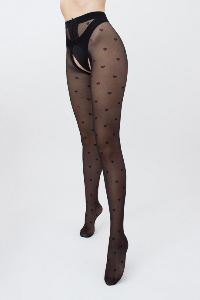 Ouvert Strumpfhose mit Herzmuster INTIMO FASHION 20 (1) (nero)