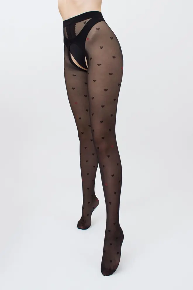 Erotic tights with hearts INTIMO FASHION 20 (1) (nero)