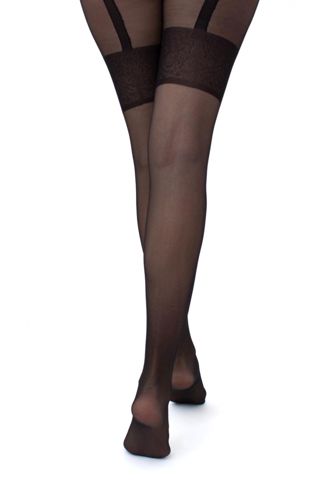 Erotic tights with stocking imitation for garters INTIMO NOIR 20 (1) (nero)