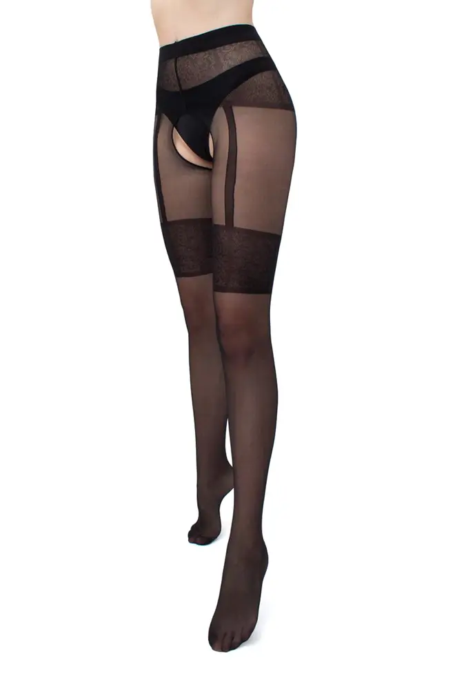 Strumpfhose mit Strumpfen-Optik mit Gurtel INTIMO NOIR 20 den (1) (nero)