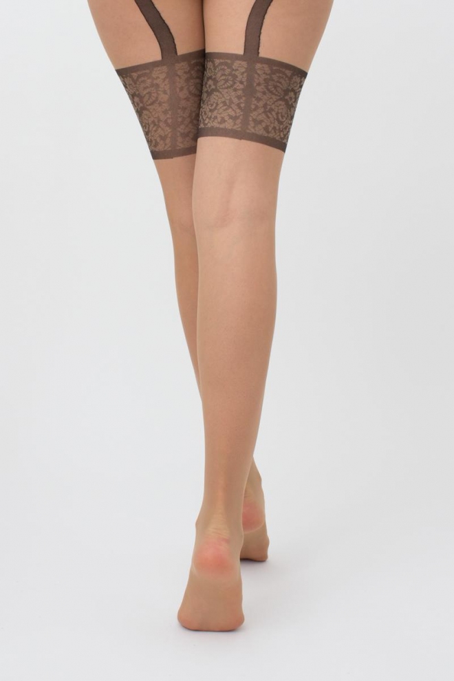 Erotic tights with stocking imitation for garters INTIMO NOIR 20 (1) (daino/nero)