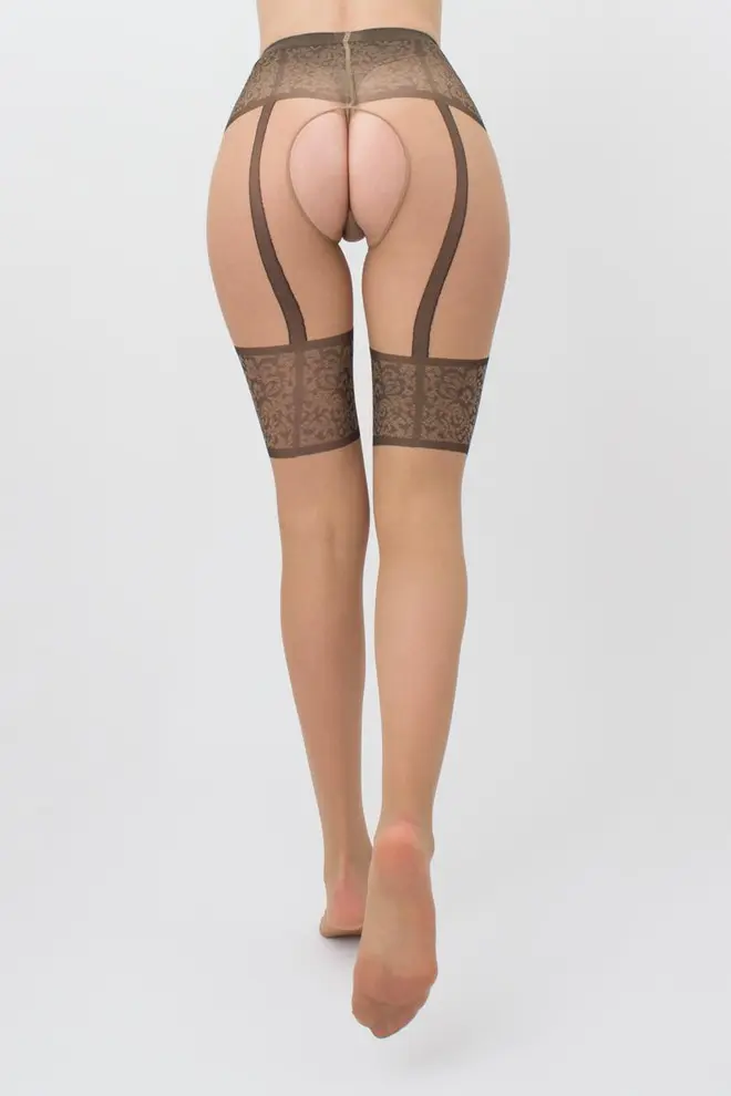 Strumpfhose mit Strumpfen-Optik mit Gurtel INTIMO NOIR 20 (1) (daino/nero)