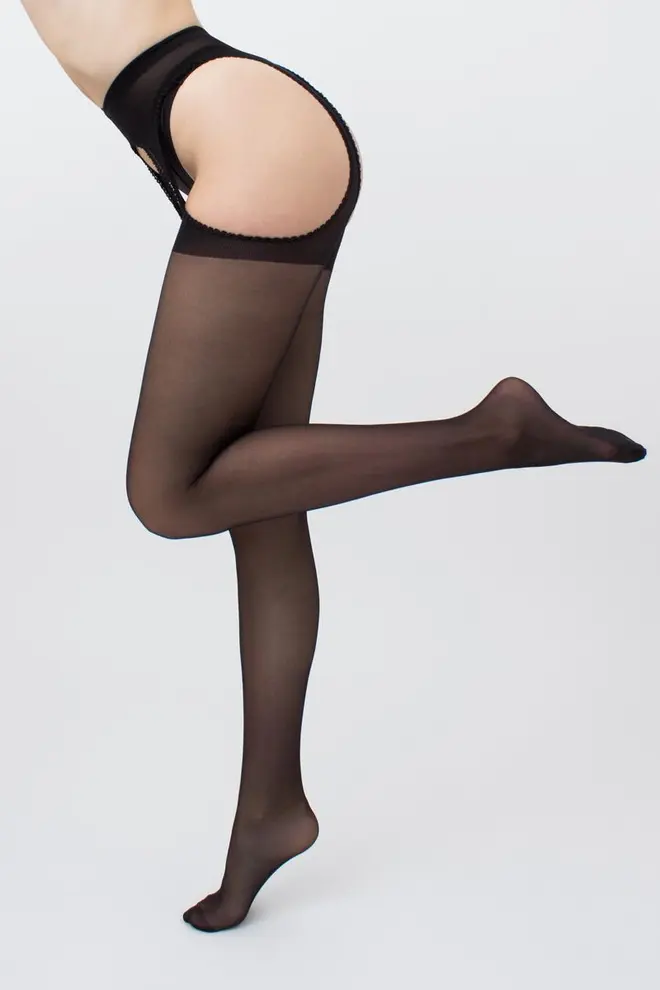 Tights with decorative seam and stocking imitation LOVE CHIC 20 (1) (nero)