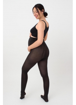 Baumwollstrumpfhosen für Schwangere MAMA COTTON 200 den (nero)