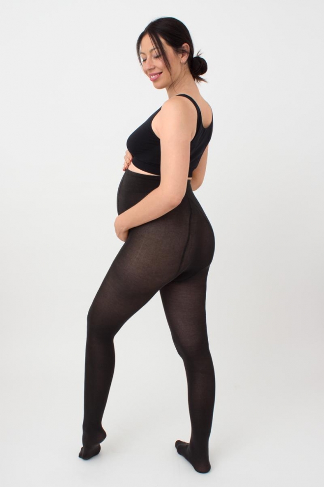 Baumwollstrumpfhosen für Schwangere MAMA COTTON 200 den (nero)