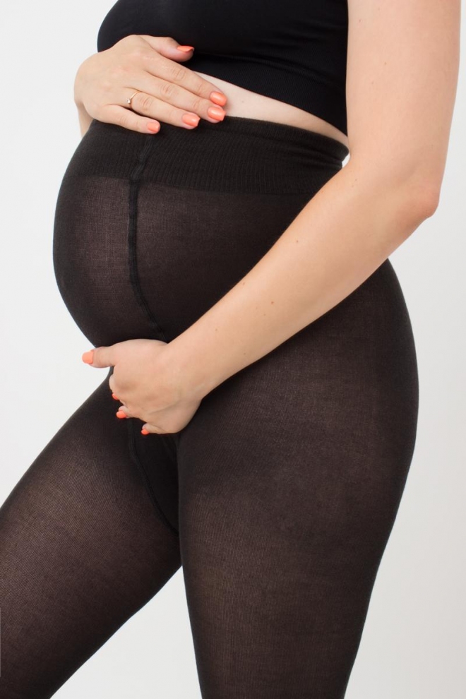 Baumwollstrumpfhosen für Schwangere MAMA COTTON 200 den (nero)