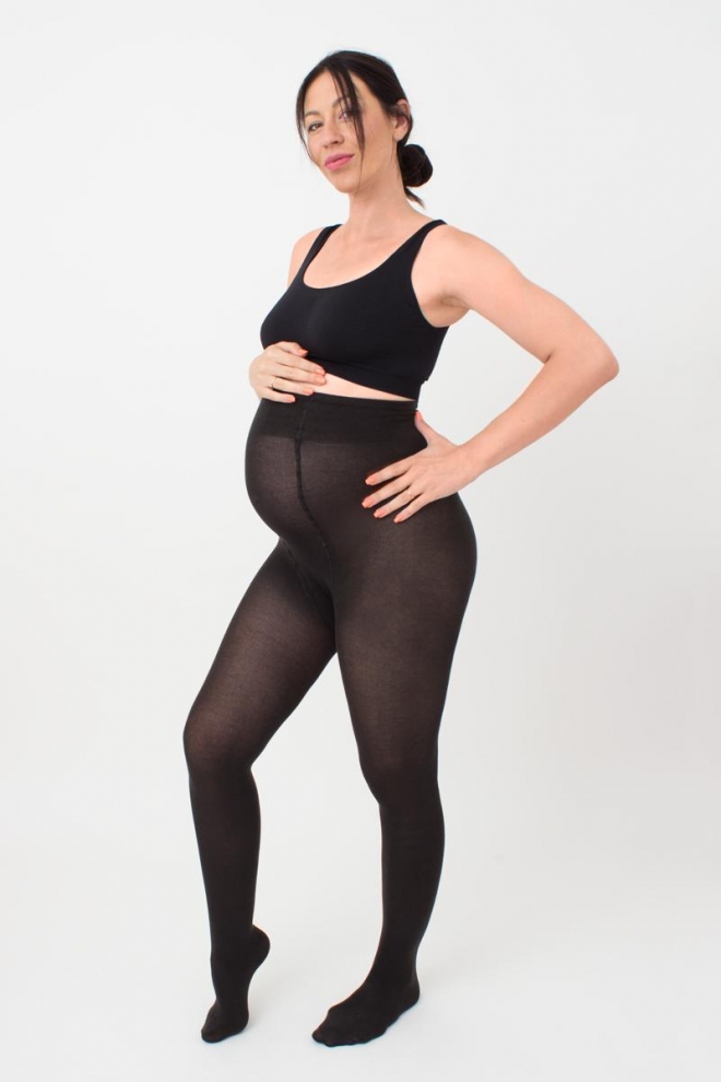 Baumwollstrumpfhosen für Schwangere MAMA COTTON 200 den (nero)