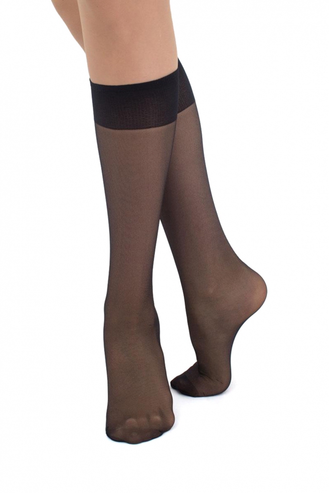 Nylon-Kniestrümpfe, 2er-Pack MAREA 15 GAMB (nero)