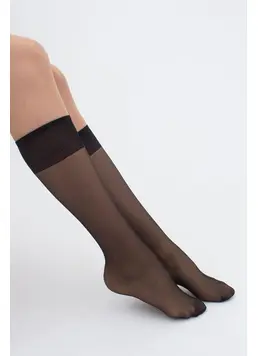 Nylon knee-high socks, set of 2 pairs MAREA 20 (nero)