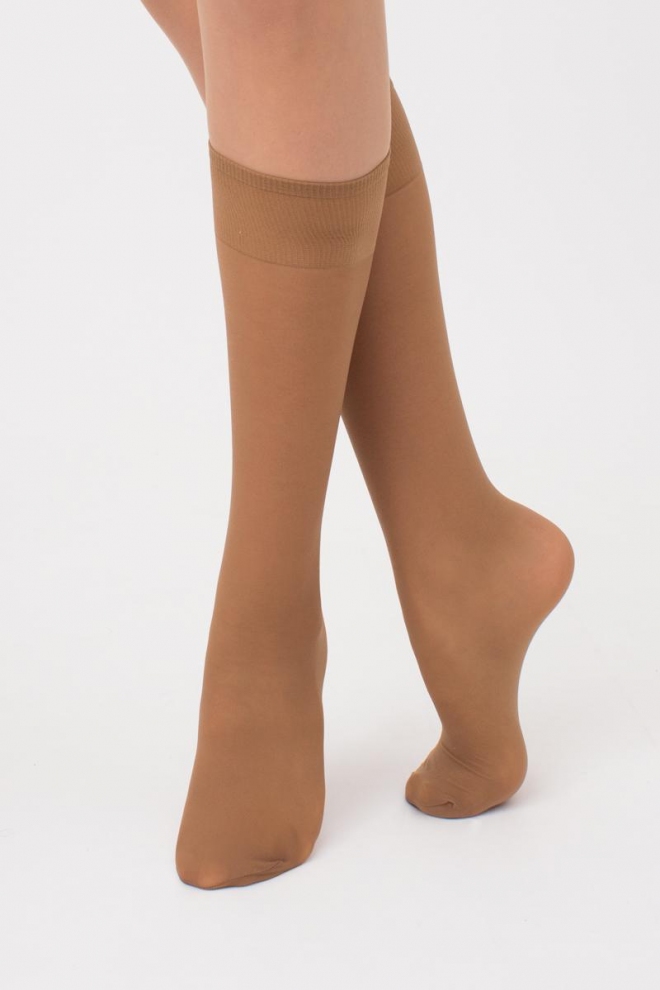Nylon knee-high socks, set of 2 pairs MAREA 40 (caramel)