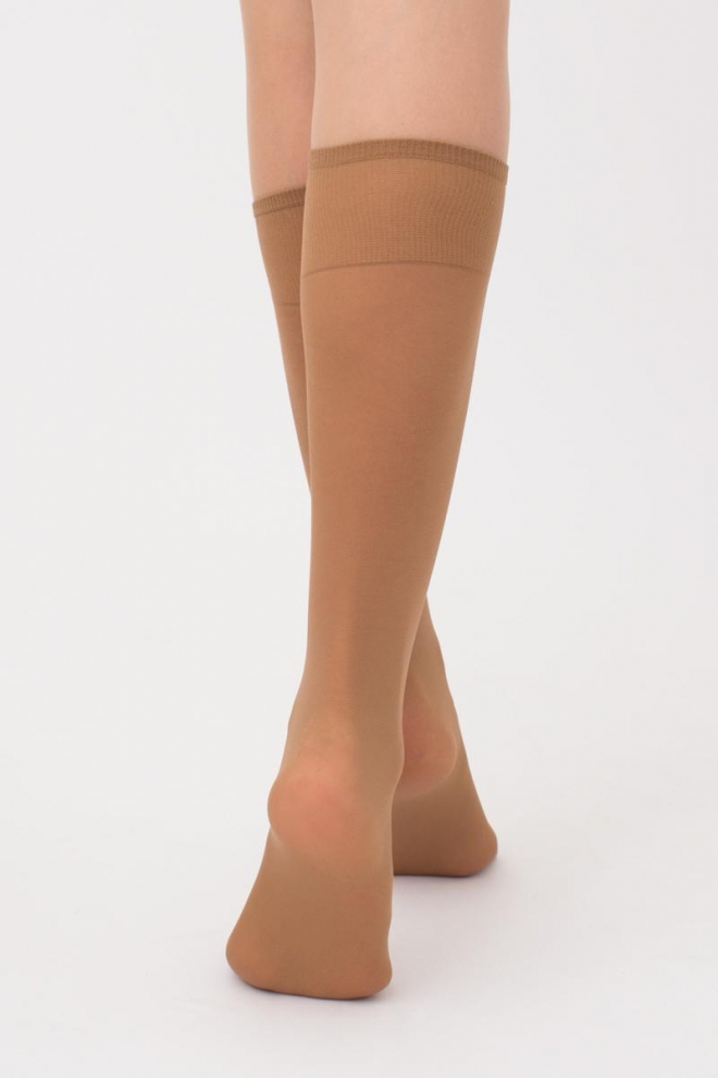Nylon knee-high socks, set of 2 pairs MAREA 40 (caramel)