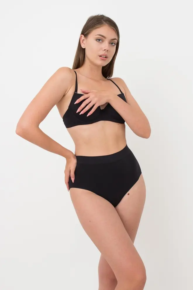Seamless high-waisted midi briefs MIDI BRIEFS COLOR (black)