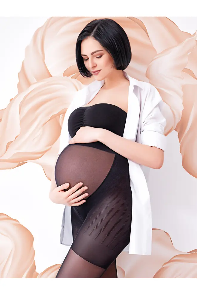 Classic maternity tights with shorts MAMA 20 den (nero)