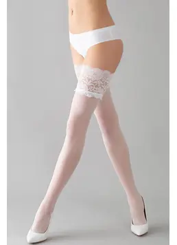 Stockings with wide lace PASSION 20 den (bianco) Stockings with wide lace PASSION 20 den (bianco)