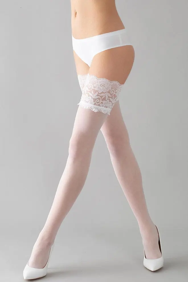 Strumpfe mit breiter Spitze PASSION 20 den (bianco)