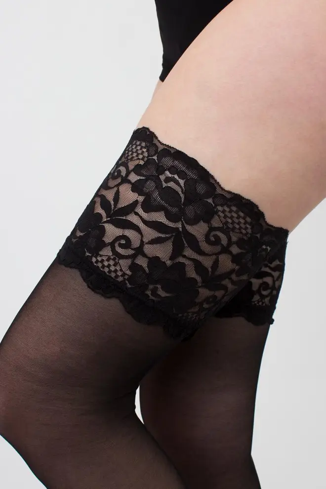 Strumpfe mit breiter Spitze PASSION 20 den (nero)