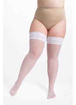 Plus-size stockings with self-supporting lace POSITIVE HOLD UPS 20 (bianco)