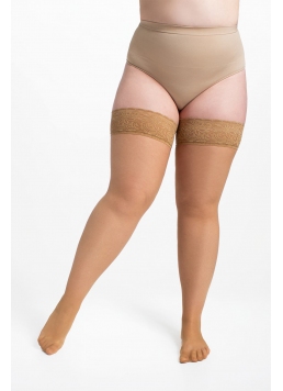 Plus-size stockings with self-supporting lace POSITIVE HOLD UPS 20 (daino)