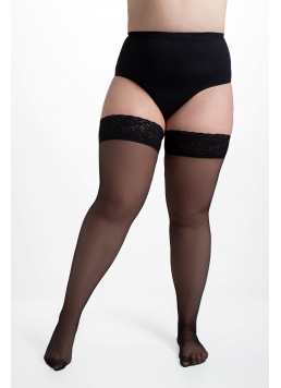 Plus-size stockings with self-supporting lace POSITIVE HOLD UPS 20 (nero)