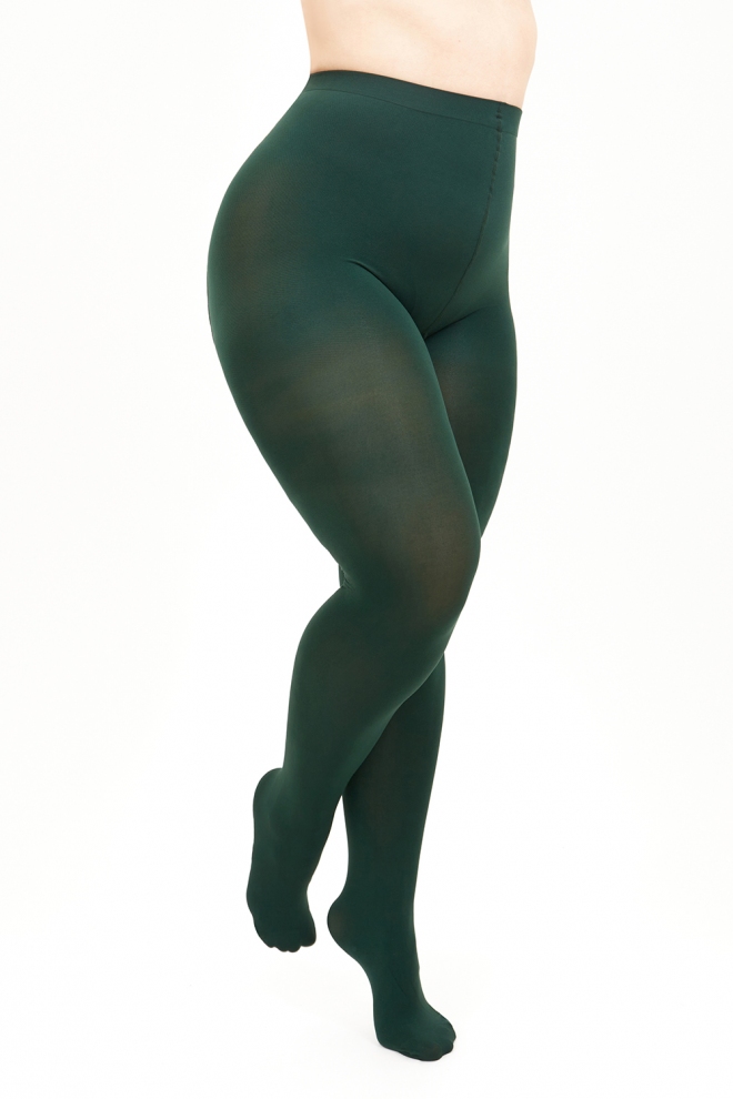 Classic plus-size microfiber tights POSITIVE MICRO 70 (deep green)