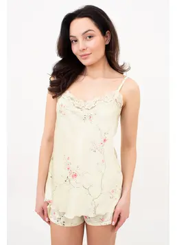 Seidepyjama mit Blümen SAKURA 6032/051 (light yellow)