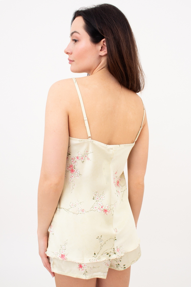 Seidepyjama mit Blümen SAKURA 6032/051 (light yellow)