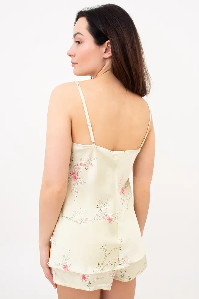 Silk Pyjamas with Flowers SAKURA 6032/051 (light yellow)