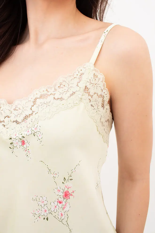 Silk Pyjamas with Flowers SAKURA 6032/051 (light yellow)