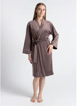 Velour robe with belt SOFT WINTER 7320/080 mokko
