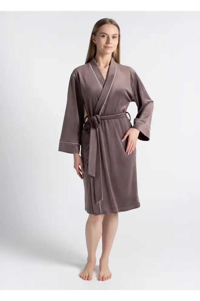 Velour robe with belt SOFT WINTER 7320/080 mokko