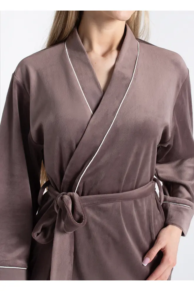 Velour robe with belt SOFT WINTER 7320/080 mokko