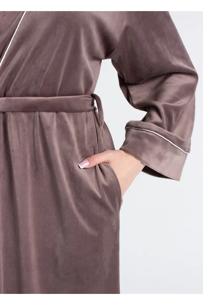 Velour robe with belt SOFT WINTER 7320/080 mokko