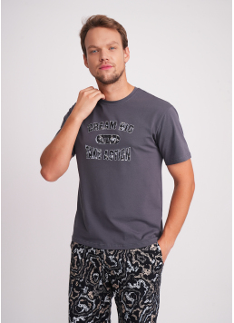 Herren-T-Shirt mit Aufdruck STREET SEAL 4602/010 antracite/letter print (grey)