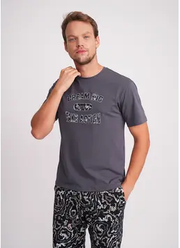 Men’s T-shirt with print STREET SEAL 4602/010 anthracite/letter print (grey)