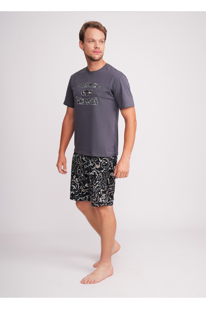 Herren-T-Shirt mit Aufdruck STREET SEAL 4602/010 antracite/letter print (grey)