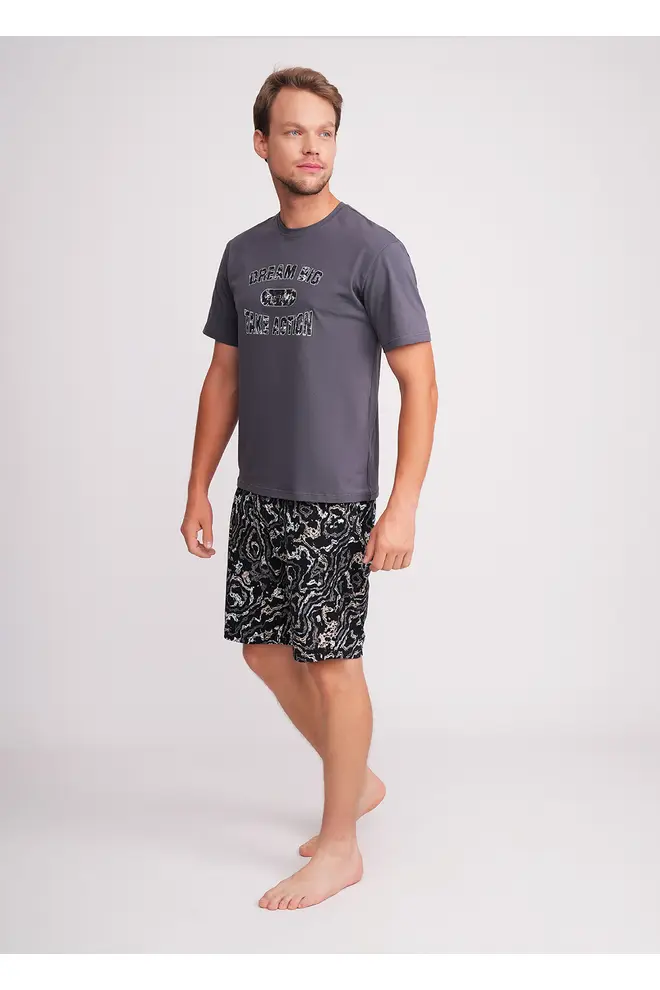 Men’s T-shirt with print STREET SEAL 4602/010 anthracite/letter print (grey)