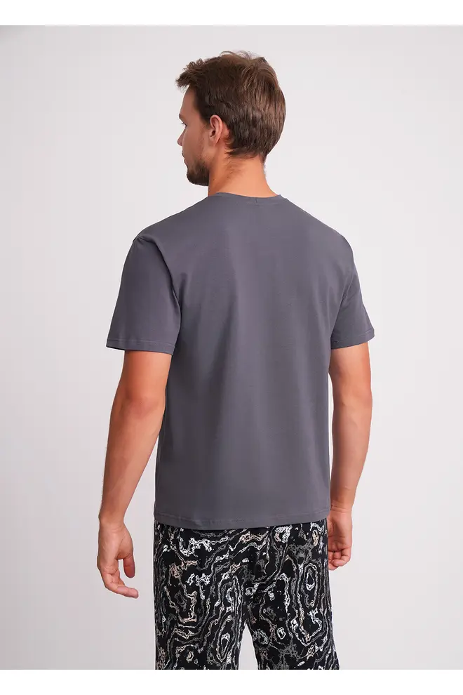 Men’s T-shirt with print STREET SEAL 4602/010 anthracite/letter print (grey)