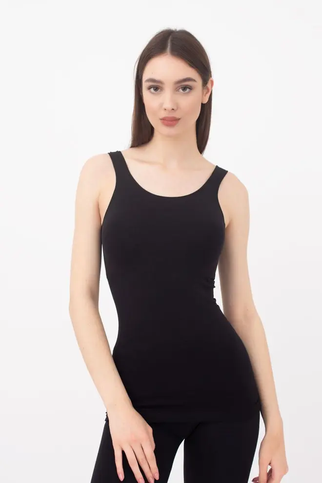 Seamless tank top on wide straps TANK (black)