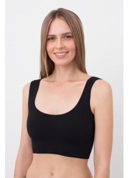 Seamless Ribbed Top with Wide Straps TOP RIB (black)