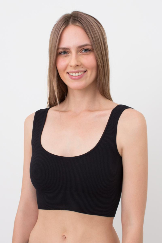 Seamless Ribbed Top with Wide Straps TOP RIB (black)
