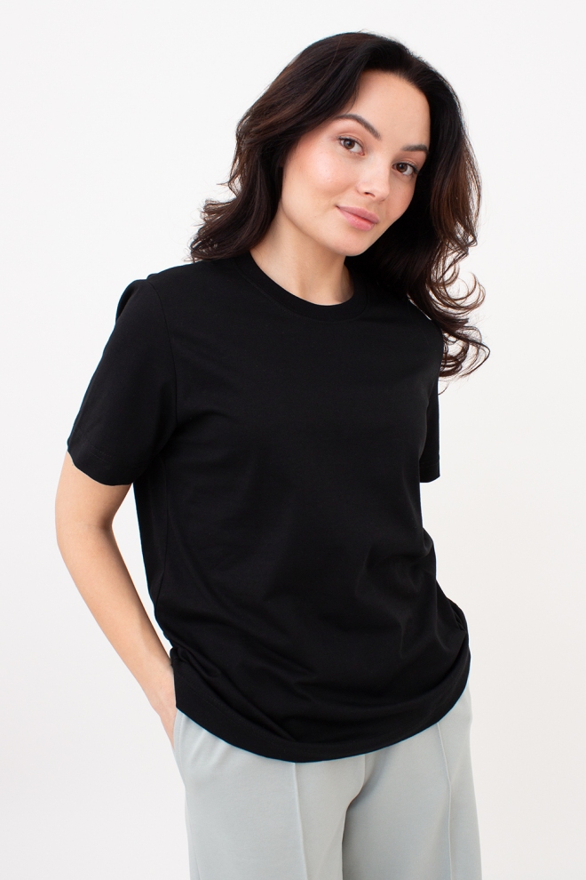Frauen-T-Shirt aus Baumwolle T-SHIRT BASIC NECK 4815/010 (black)