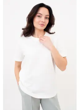 Frauen-T-Shirt aus Baumwolle T-SHIRT BASIC NECK 4815/010 (milk)